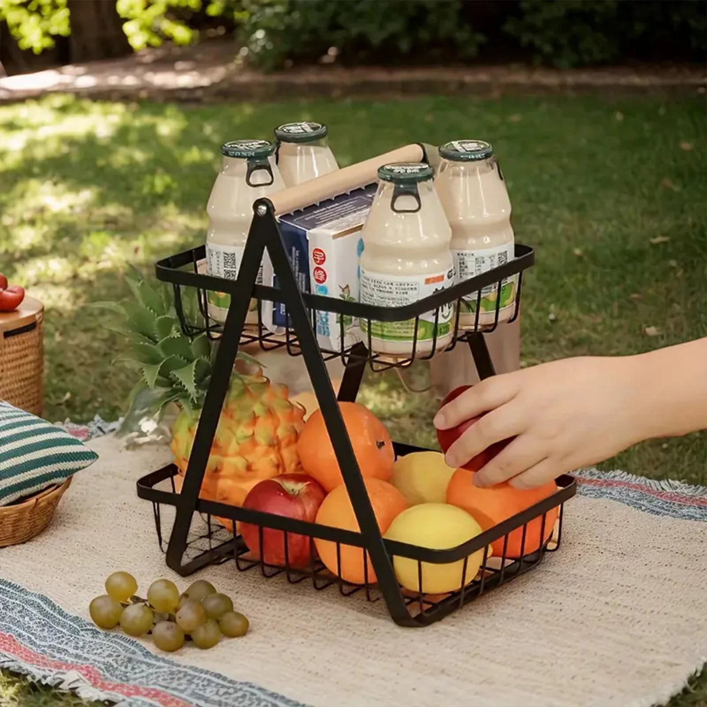 Multi-Purpose 2-Tier Storage Basket | Fruit, Vegetable & Snack Organizer: f