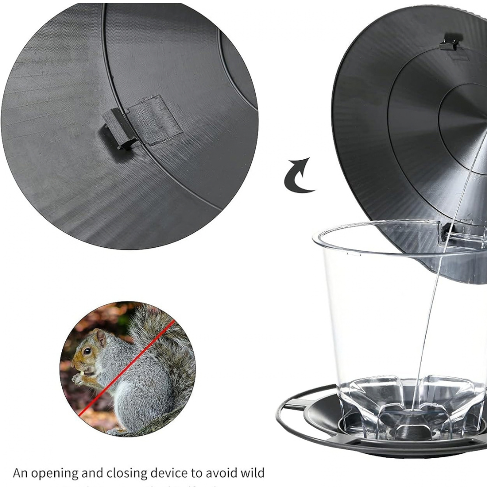 Weatherproof Hanging Bird Feeder – Outdoor Wild Bird Seed Dispenser with Rainproof Roof for Patio & Backyard :f