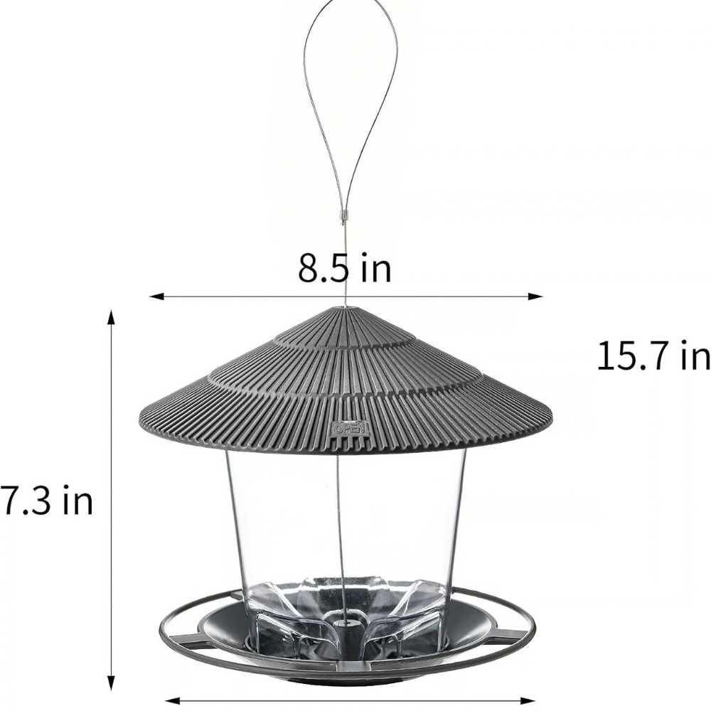 Weatherproof Hanging Bird Feeder – Outdoor Wild Bird Seed Dispenser with Rainproof Roof for Patio & Backyard :f
