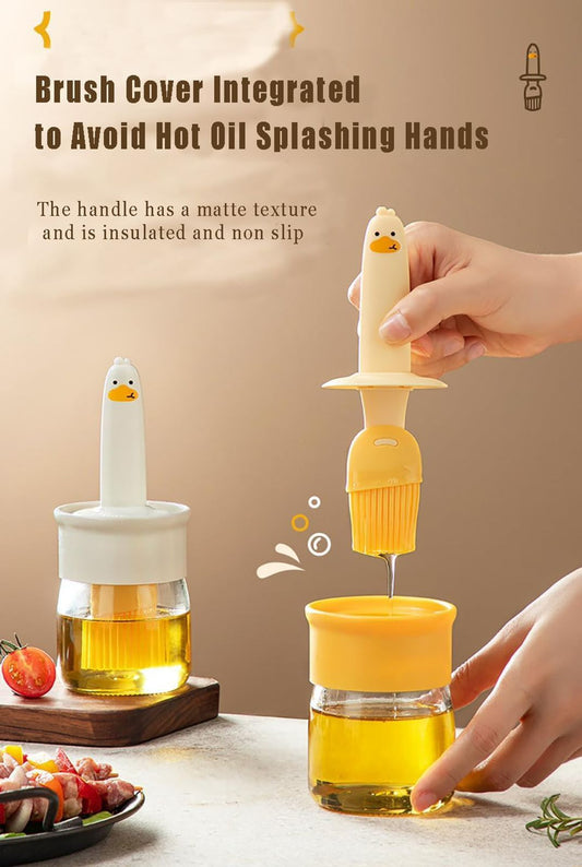 Cute Duck Silicone Oil Glass Jar- 2 in 1  (Buy 1 Get 1 Free)