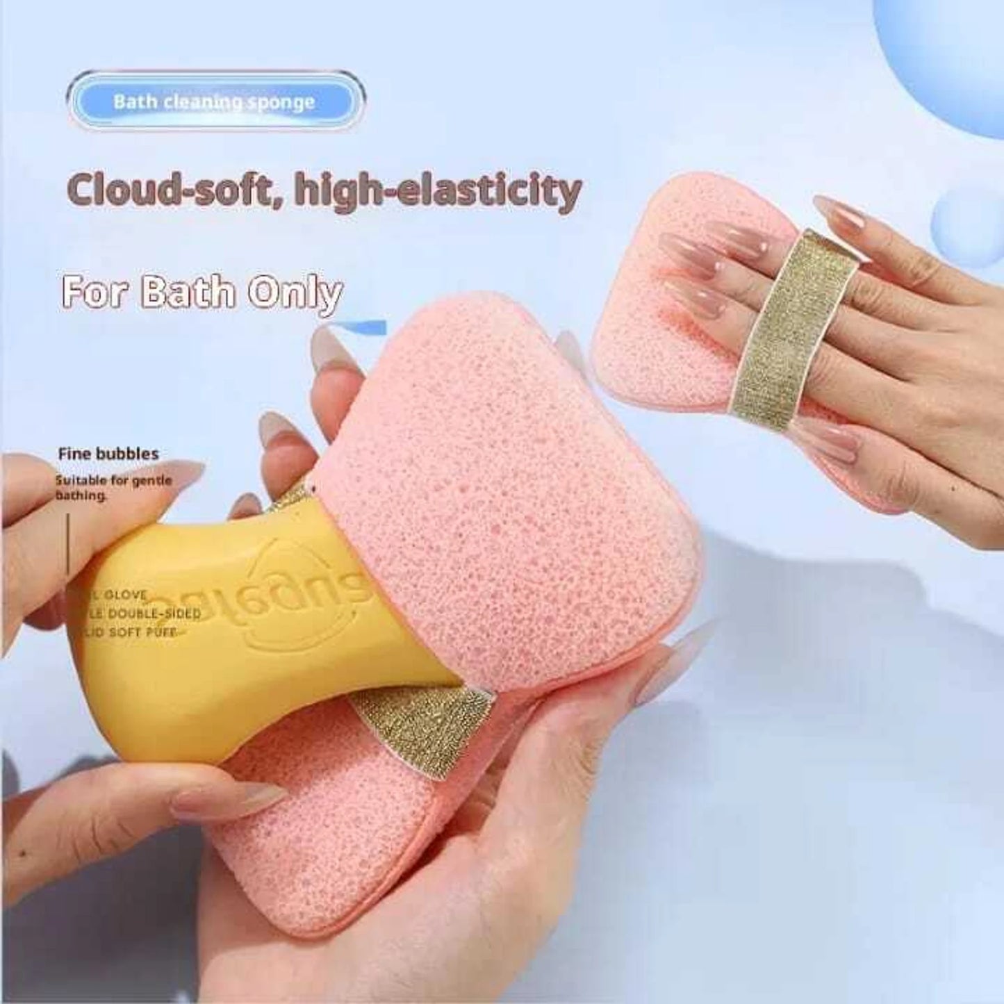Bath Sponge Loofah – Exfoliating Body Scrubber with Soap Holder & Hand Strap for Smooth Skin: g