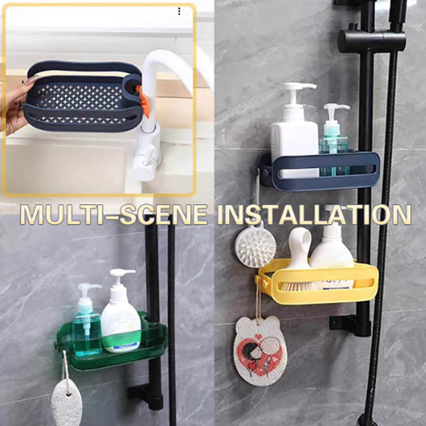 Multipurpose Faucet Rack – Sink Organizer for Dish Cloth, Sponge & Kitchen Accessories; f