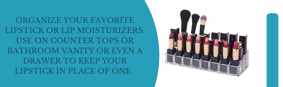 24 Slot Lipstick & Nail Polish Organizer – Transparent Makeup Storage Holder; g