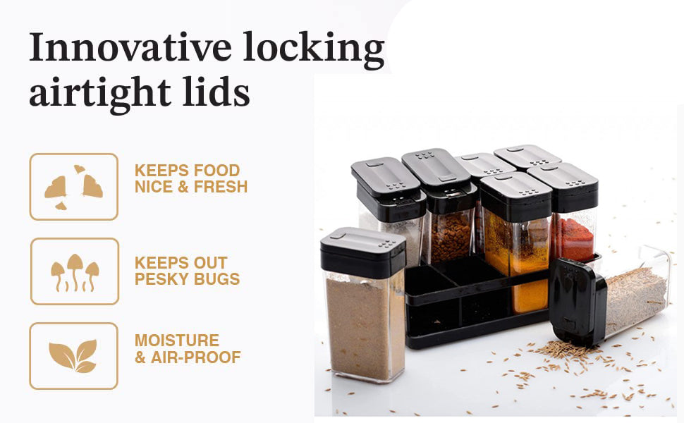 8 Pcs Airtight Masala Box- With organizer