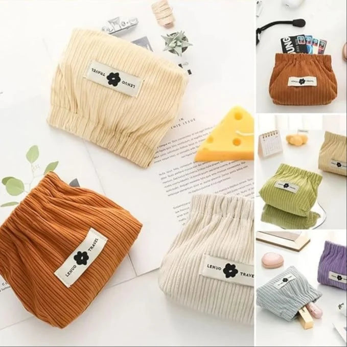 Stylish Corduroy Elastic Mini Organizer Pouch – Compact & Versatile Storage Solution -Pack of 3 .g