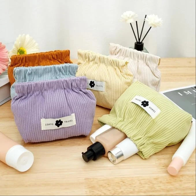 Stylish Corduroy Elastic Mini Organizer Pouch – Compact & Versatile Storage Solution -Pack of 3 .g