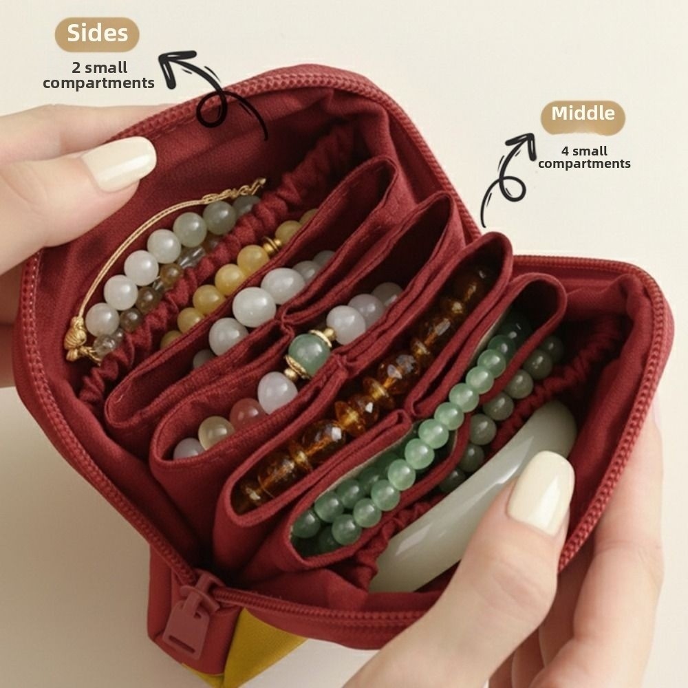 Portable Jewelry Organizer Bag for Travel – Multi-Compartment Jewelry Storage Case for Women & Girls :f