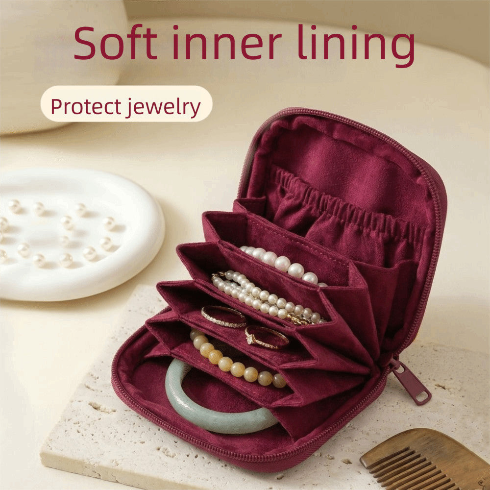 Portable Jewelry Organizer Bag for Travel – Multi-Compartment Jewelry Storage Case for Women & Girls :f