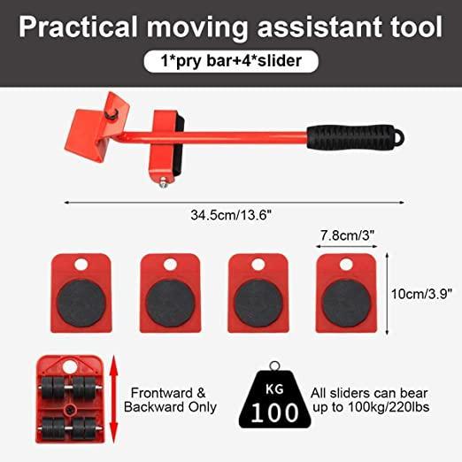 Easylift -Heavy Duty Furniture Shifting Lifting Moving Tool with Wheel Pads